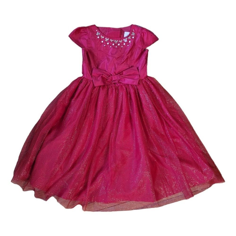 Disney Mickey Mouse Adaptive Holiday Dress Girl Red Glitter Bow